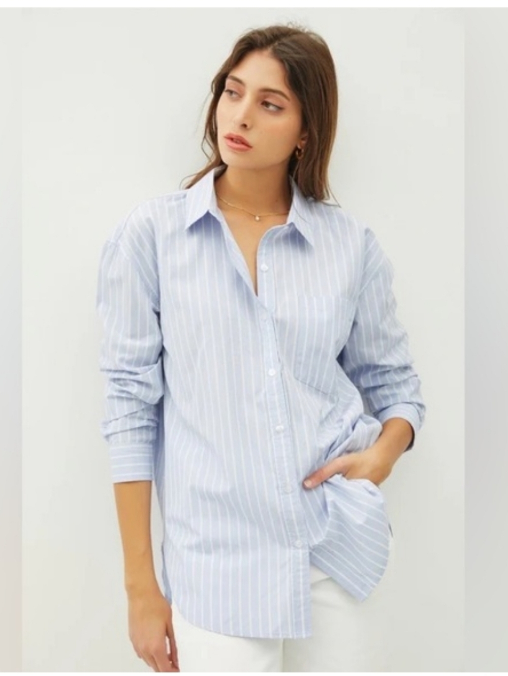Onia Light Sky Pinstripe Button-Down Shirt